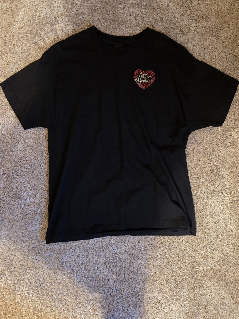 Hane's Love My Beefy-T Embroidered Black Men’s T-Shirt
